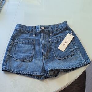 AMO Blue Jean Shorts with Raw Hem